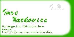 imre matkovics business card